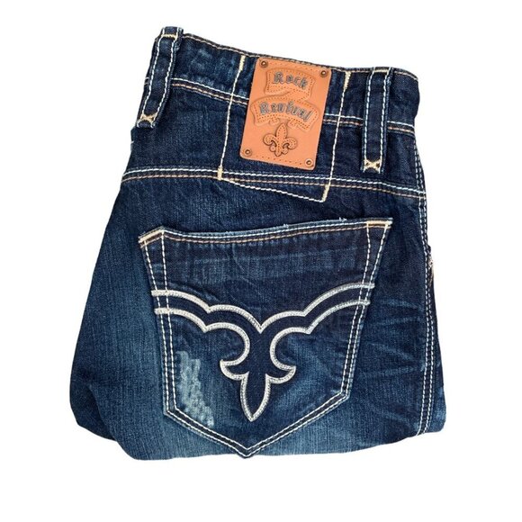 Vintage Rock Revival Embroidered Jeans Size 33 JAKE Blue - Picture 2 of 12